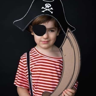 Czapka pirata z opaską na oko, 14 cm Czapeczki papierowe Szalony.pl - Sklep imprezowy 8