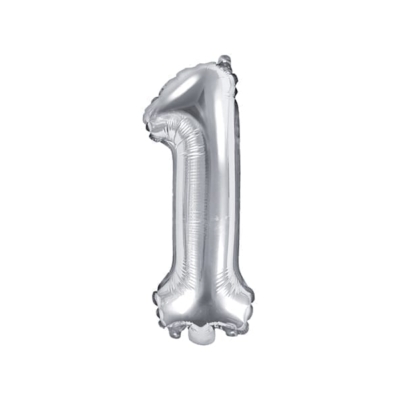 Balon na powietrze: Cyfra 1 – 35cm, srebrna Balony bez helu Szalony.pl - Sklep imprezowy