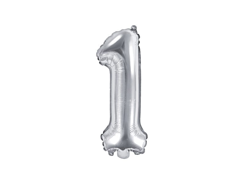 Balon na powietrze: Cyfra 1 – 35cm, srebrna Balony bez helu Szalony.pl - Sklep imprezowy