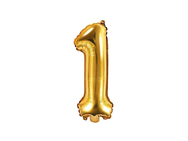 Balon na powietrze: Cyfra 1 – 35cm, złota Balony bez helu Szalony.pl - Sklep imprezowy