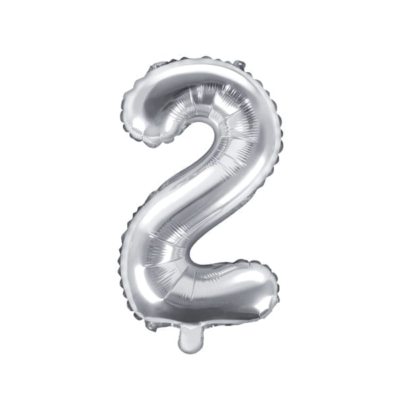 Balon na powietrze: Cyfra 2 – 35cm, srebrna Balony bez helu Szalony.pl - Sklep imprezowy