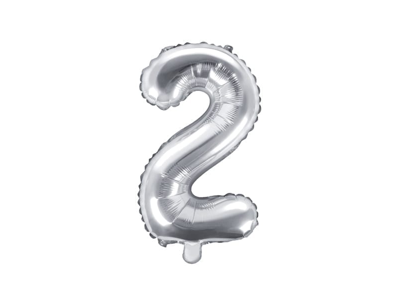 Balon na powietrze: Cyfra 2 – 35cm, srebrna Dekoracje imprezowe Szalony.pl - Sklep imprezowy