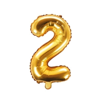 Balon na powietrze: Cyfra 2 – 35cm, złota Balony bez helu Szalony.pl - Sklep imprezowy