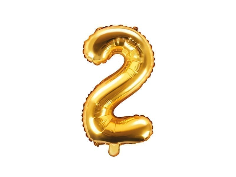 Balon na powietrze: Cyfra 2 – 35cm, złota Balony bez helu Szalony.pl - Sklep imprezowy