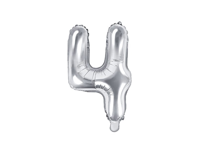 Balon na powietrze: Cyfra 4 – 35cm, srebrna Balony bez helu Szalony.pl - Sklep imprezowy