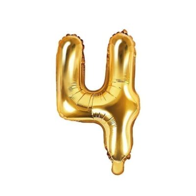 Balon na powietrze: Cyfra 4 – 35cm, złota Balony bez helu Szalony.pl - Sklep imprezowy