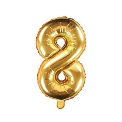 Balon na powietrze: Cyfra 8 – 35cm, złota Balony bez helu Szalony.pl - Sklep imprezowy