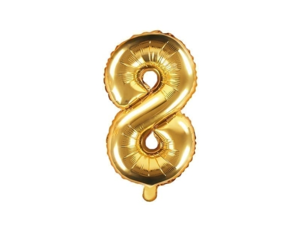 Balon na powietrze: Cyfra 8 – 35cm, złota Balony bez helu Sprawdź naszą ofertę. Sklep imprezowy Szalony.pl. 2