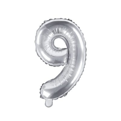 Balon na powietrze: Cyfra 9 – 35cm, srebrna Balony bez helu Szalony.pl - Sklep imprezowy