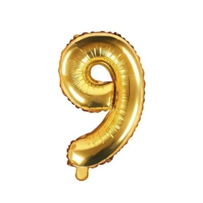 Balon na powietrze: Cyfra 9 – 35cm, złota Balony bez helu Szalony.pl - Sklep imprezowy