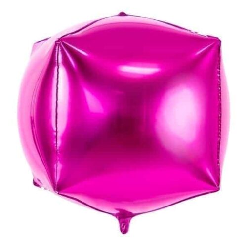 Balon foliowy - sześcian, różowy ciem, 35x35x35 cm