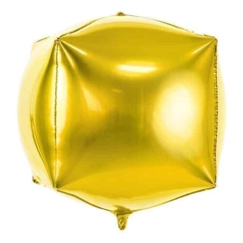 Balon foliowy - sześcian, złoty, 35x35x35 cm
