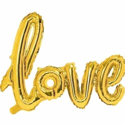 Balon foliowy "Love" na powietrze, złoty, 73x59 cm
