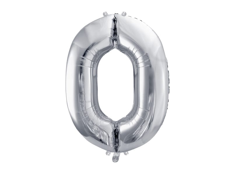 Balon z helem: cyfra 0, srebrna, 86 cm Balony na 30 urodziny Sprawdź naszą ofertę. Sklep imprezowy Szalony.pl. 4