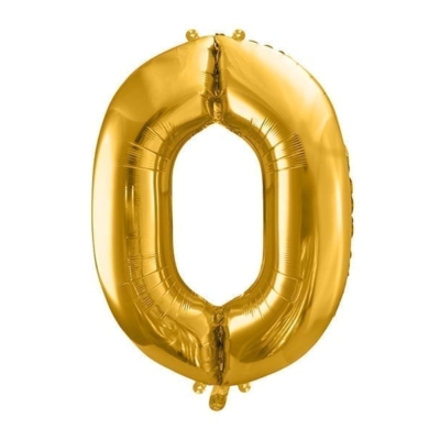 Balon bez helu: Cyfra 0 – 86cm, złota Balony bez helu Szalony.pl - Sklep imprezowy