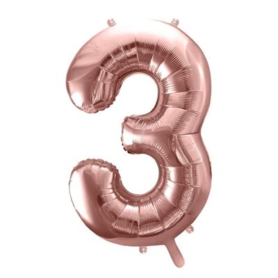 Balon z helem: cyfra 3, różowo-złota, 86 cm Balony na 30 urodziny Szalony.pl - Sklep imprezowy