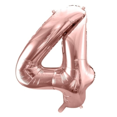 Balon z helem: cyfra 4, różowo-złota, 86 cm Balony na 40 urodziny Szalony.pl - Sklep imprezowy