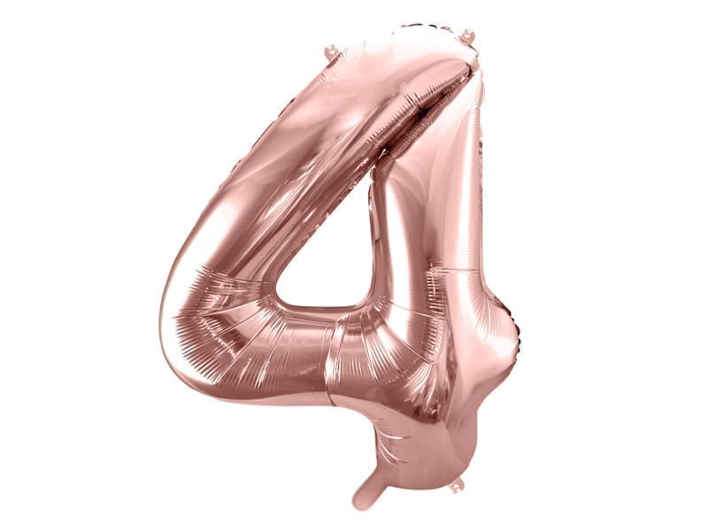 Balon bez helu: Cyfra 4 – 86cm, różowo-złota Dekoracje imprezowe Szalony.pl - Sklep imprezowy