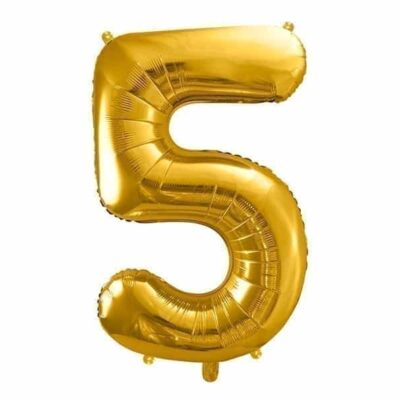 Balon z helem: cyfra 5, złota, 86 cm Balony na 50 urodziny Szalony.pl - Sklep imprezowy