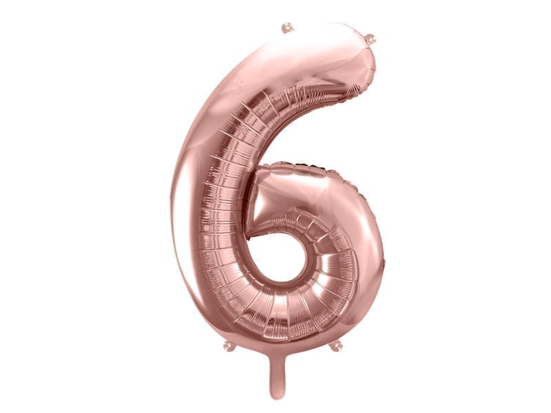 Balon z helem: cyfra 6, różowo-złota, 86 cm Balony na 60 urodziny Szalony.pl - Sklep imprezowy