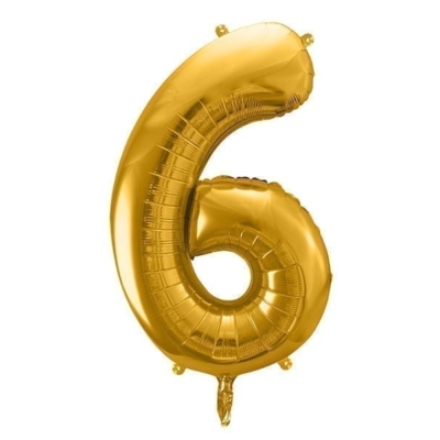 Balon z helem: cyfra 6, złota, 86 cm Balony na 60 urodziny Szalony.pl - Sklep imprezowy