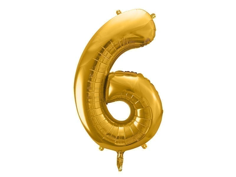 Balon z helem: cyfra 6, złota, 86 cm Balony na 60 urodziny Sprawdź naszą ofertę. Sklep imprezowy Szalony.pl. 4