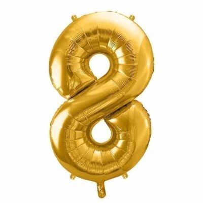 Balon z helem: cyfra 8, złota, 86 cm Balony na 18 urodziny Szalony.pl - Sklep imprezowy