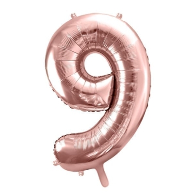 Balon bez helu: Cyfra 9 – 86cm, różowo-złota Balony bez helu Szalony.pl - Sklep imprezowy
