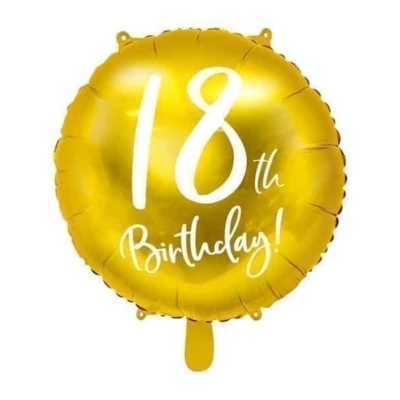 Balon bez helu: 18th Birthday, złoty, 18″ Balony bez helu Szalony.pl - Sklep imprezowy
