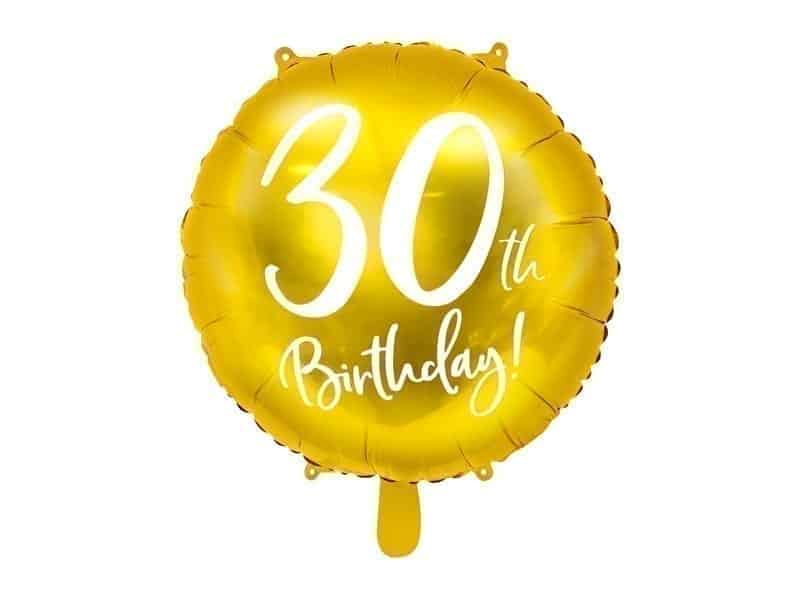 Balon bez helu: 30th Birthday, złoty, 18″ Balony bez helu Szalony.pl - Sklep imprezowy