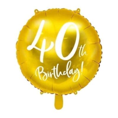 Balon bez helu: 40th Birthday, złoty, 18″ Balony bez helu Szalony.pl - Sklep imprezowy