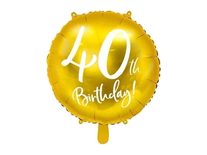 Balon bez helu: 40th Birthday, złoty, 18″ Dekoracje imprezowe Szalony.pl - Sklep imprezowy