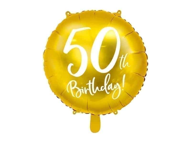 Balon bez helu: 50th Birthday, złoty, 18″ Balony bez helu Szalony.pl - Sklep imprezowy