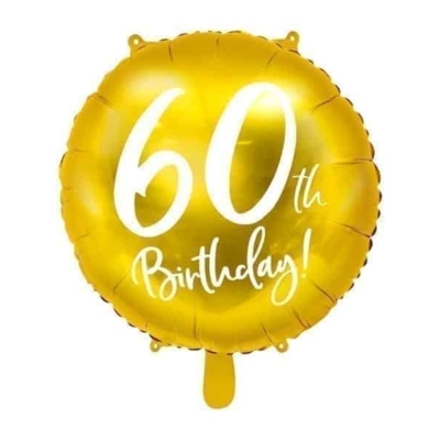 Balon bez helu: 60th Birthday, złoty, 18″ Balony bez helu Szalony.pl - Sklep imprezowy