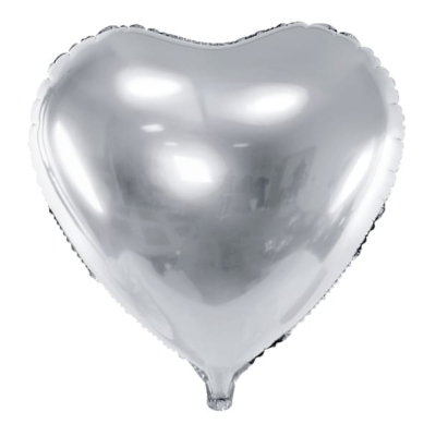 Balon z helem: Serce, srebrne, 18″ Balony na dzień Babci i Dziadka Szalony.pl - Sklep imprezowy