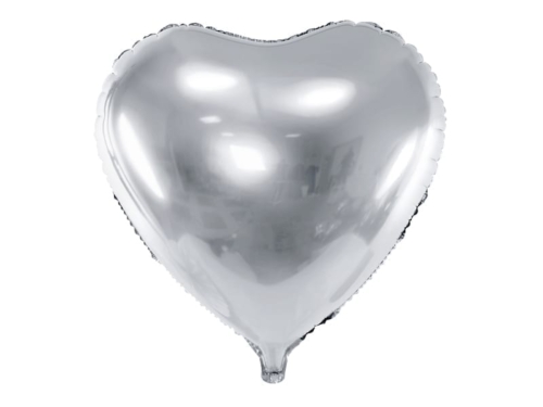 Balon z helem: Serce, srebrne, 18″ Balony na dzień Babci i Dziadka Szalony.pl - Sklep imprezowy