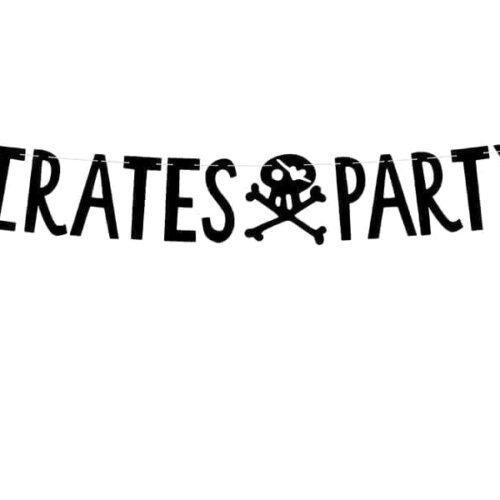 Baner piraci - Pirates party, czarny 14x100cm