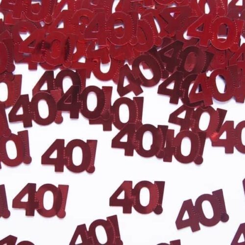 Konfetti "40 lat", 15g, czerwone