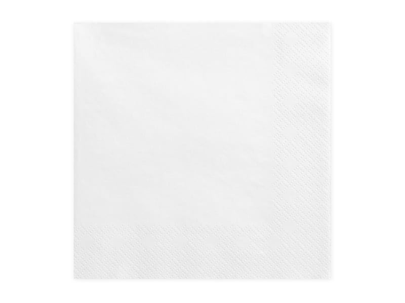 Serwetki – Białe, 33x33cm, 20szt. Dekoracje imprezowe Szalony.pl - Sklep imprezowy