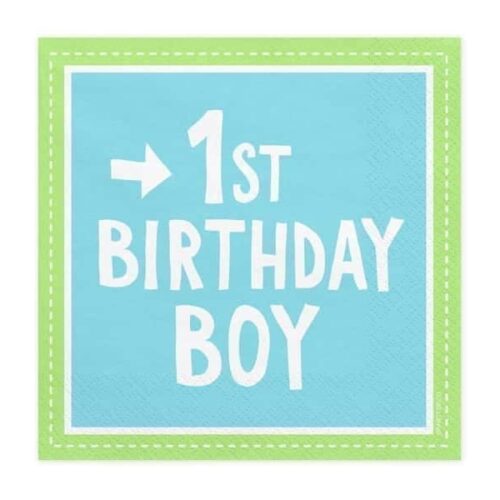 Serwetki - "1st Birthday Boy", 33 cm, 20 szt