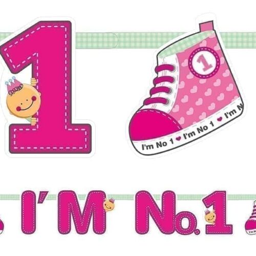 Baner "I'm No. 1", różowy, 110 cm