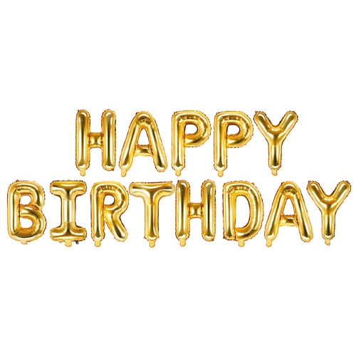 Balony litery “Happy Birthday” na powietrze, złote, 35 cm Balony bez helu Szalony.pl - Sklep imprezowy