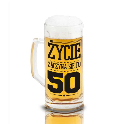 Kufel do piwa "Życie zaczyna się po 50", 500 ml. Szalony.pl - Sklep imprezowy.