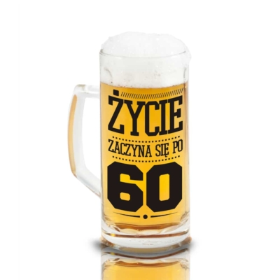 Kufel do piwa “Życie zaczyna się po 60”, 500 ml Kufle do piwa Szalony.pl - Sklep imprezowy