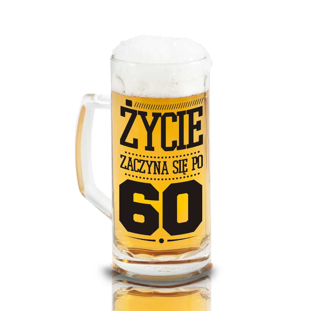 Kufel do piwa “Życie zaczyna się po 60”, 500 ml Kufle do piwa Szalony.pl - Sklep imprezowy