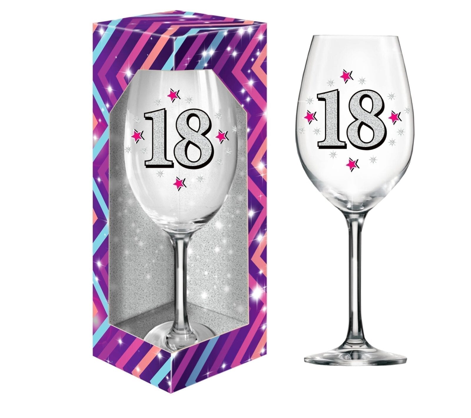 Kieliszek XXL “18 urodziny”, brokat, 640 ml Kieliszki do wina Szalony.pl - Sklep imprezowy
