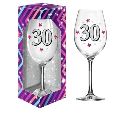 Kieliszek XXL “30 urodziny”, brokat, 640 ml Kieliszki do wina Szalony.pl - Sklep imprezowy