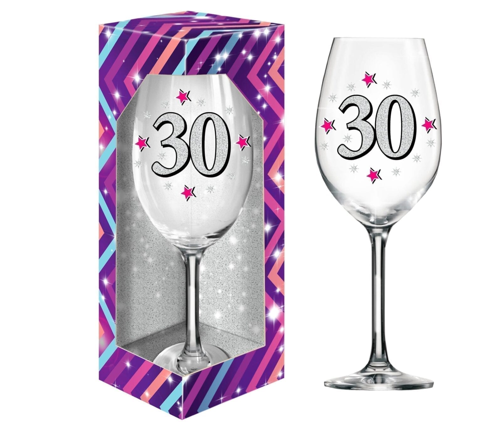 Kieliszek XXL “30 urodziny”, brokat, 640 ml Kieliszki do wina Szalony.pl - Sklep imprezowy