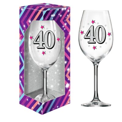 Kieliszek XXL “40 urodziny”, brokat, 640 ml Kieliszki do wina Szalony.pl - Sklep imprezowy