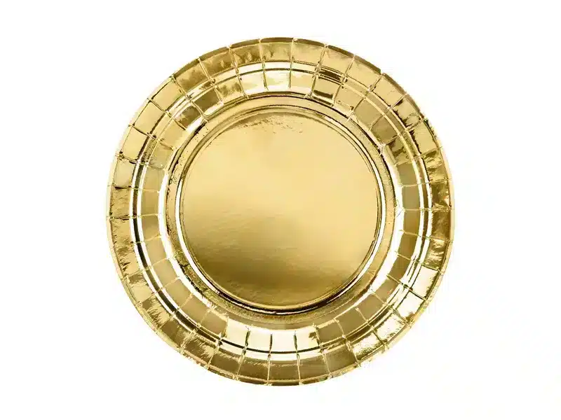 Talerzyki papierowe – złote, 18 cm, 6 szt. Dekoracje imprezowe Szalony.pl - Sklep imprezowy